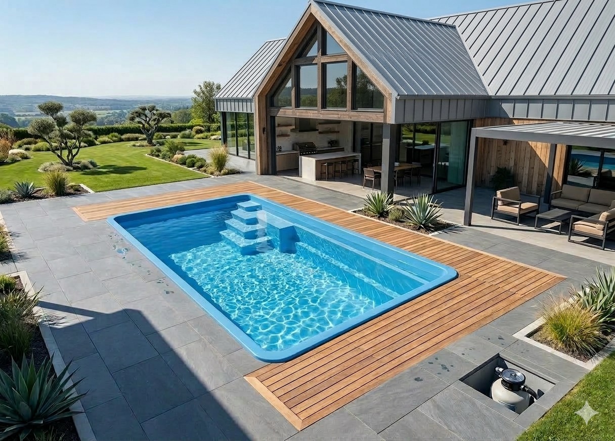 Realizacja basenu BALTIC w kompaktowym ogrodzie